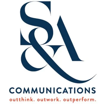 SA Communications square logo blue and orange