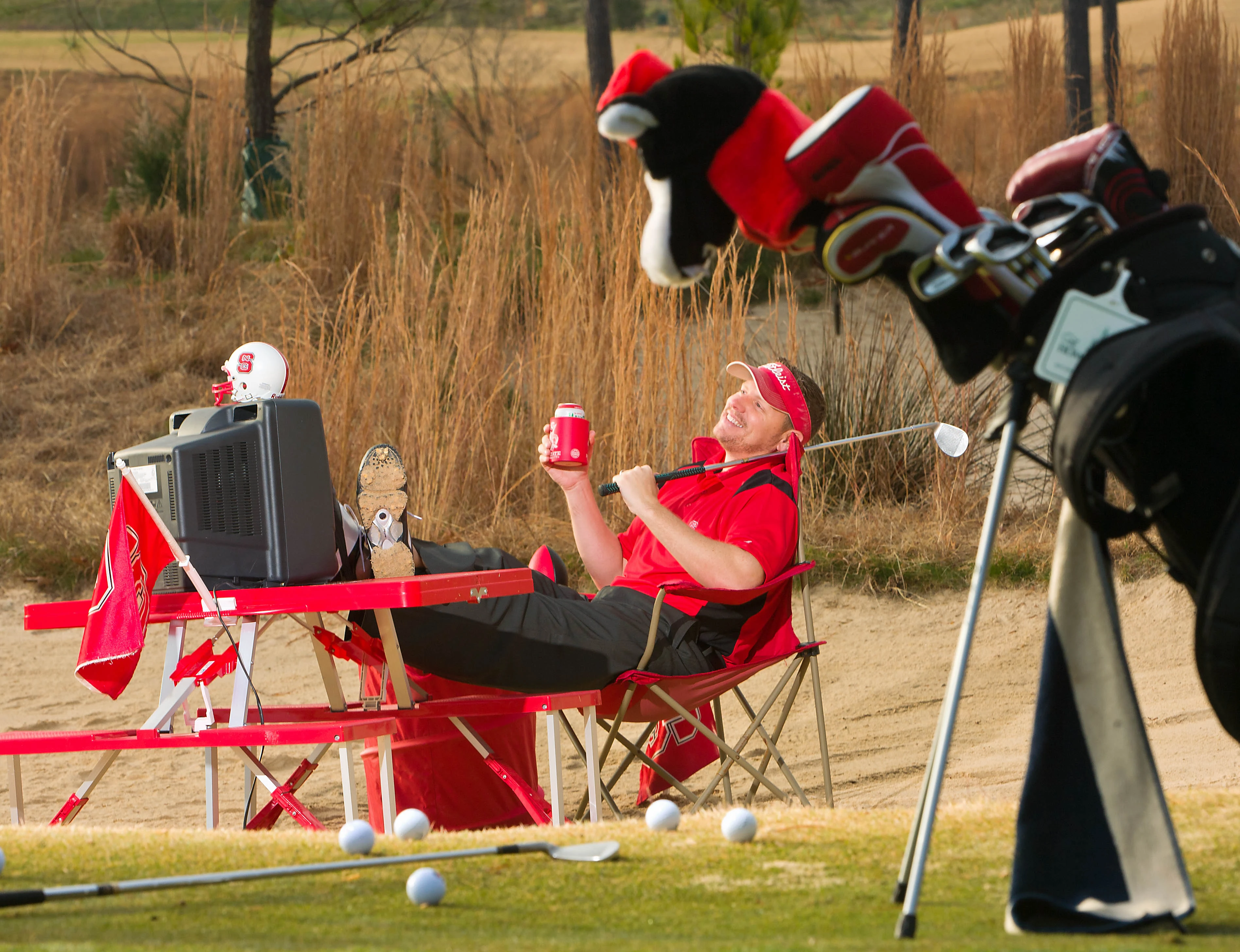 Chuck Norman relaxing at the golf course
