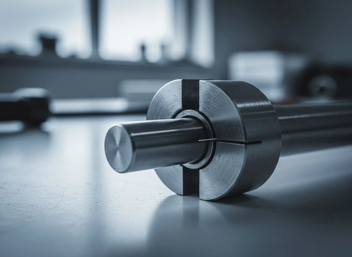 Extreme close-up of a metal joint with a tiny, imperfect gap between the fitted parts.
